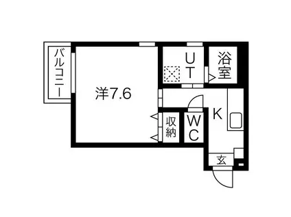 ル・ベリエ平安通(1K/1階)の間取り写真