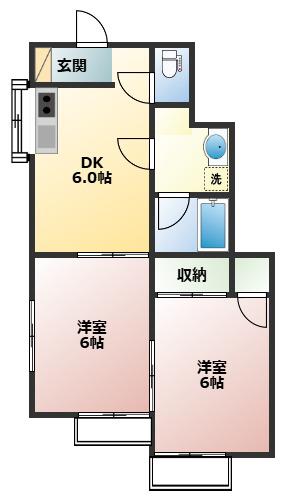 クラルテ霞ケ関(2DK/1階)の間取り写真