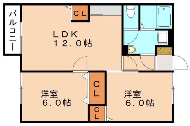 エクレア瀧(2LDK/1階)の間取り写真
