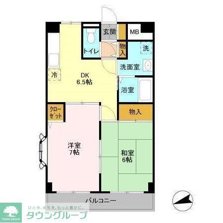 夏見ショッパーズ(2DK/4階)の間取り写真