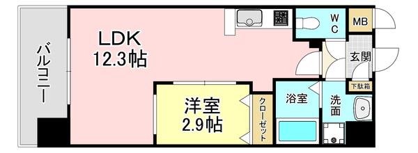 リュシオールレジデンス(1LDK/3階)の間取り写真