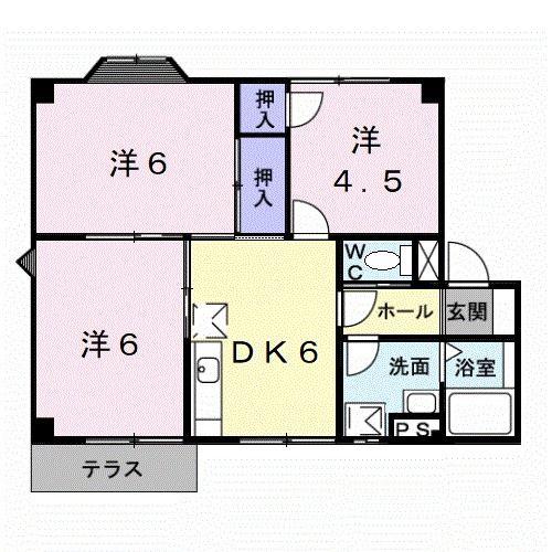 プラドール布施屋III(3DK/1階)の間取り写真