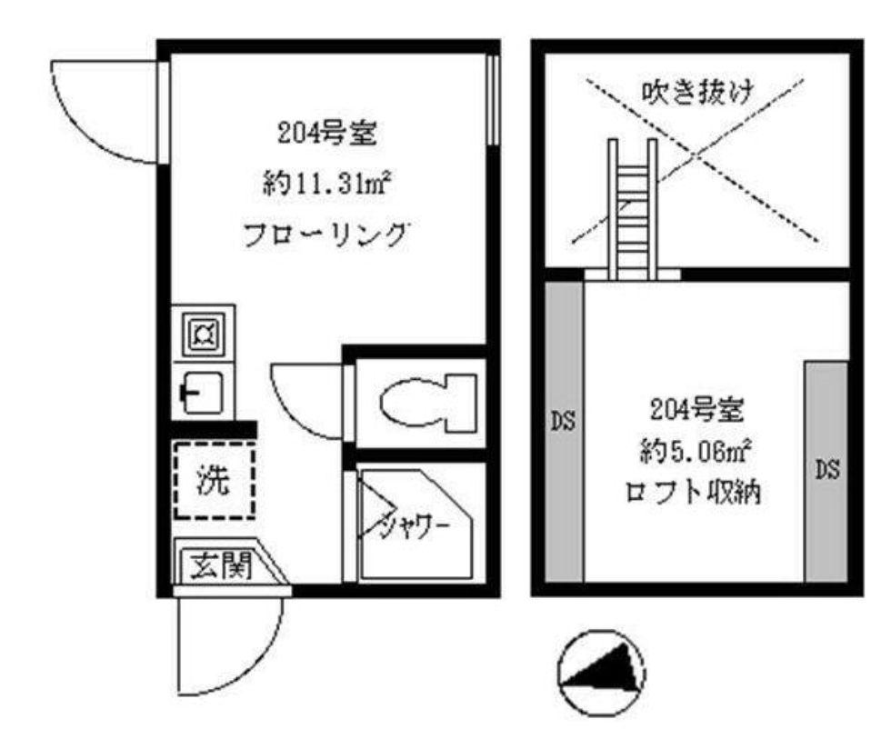 フェリスパンジー(ワンルーム/2階)の間取り写真