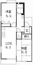 シサミタウンB(2LDK/1階)の間取り写真