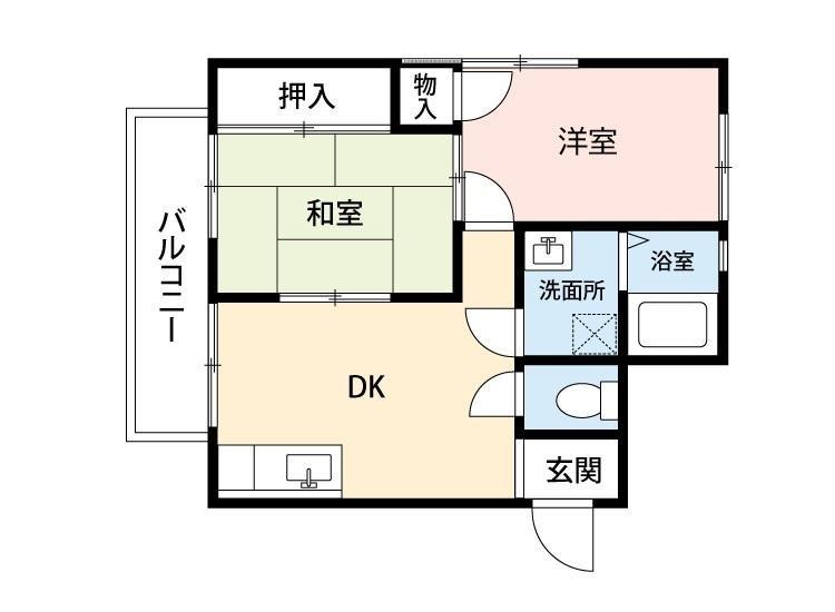 ブリスフル深井北町(2DK/2階)の間取り写真