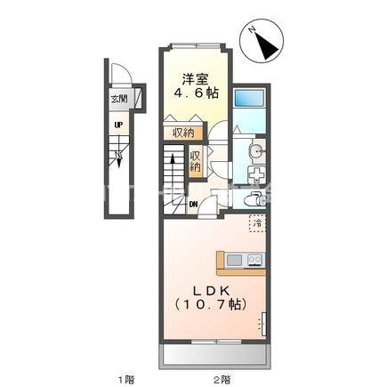 クローバー(1LDK/2階)の間取り写真