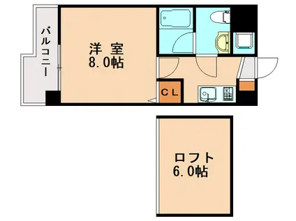 エルヴェ大橋(1K/2階)の間取り写真