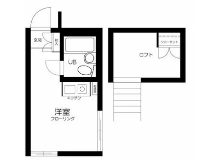 カルタス21駒場東大前(ワンルーム/1階)の間取り写真