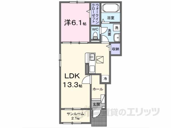 サニータウン横田I(1LDK/1階)の間取り写真