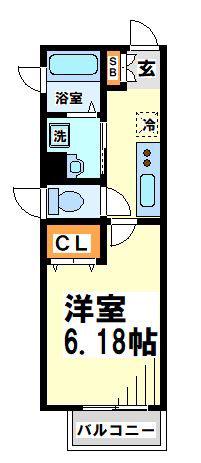 クレイン(1K/2階)の間取り写真