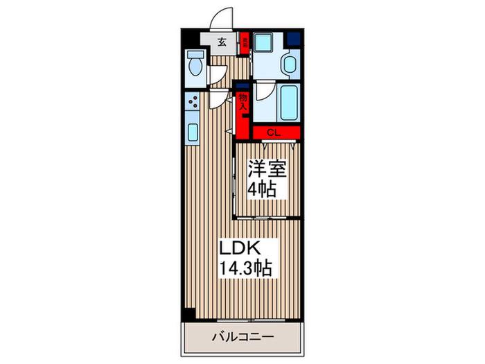 BLUE ROOM(1LDK/2階)の間取り写真