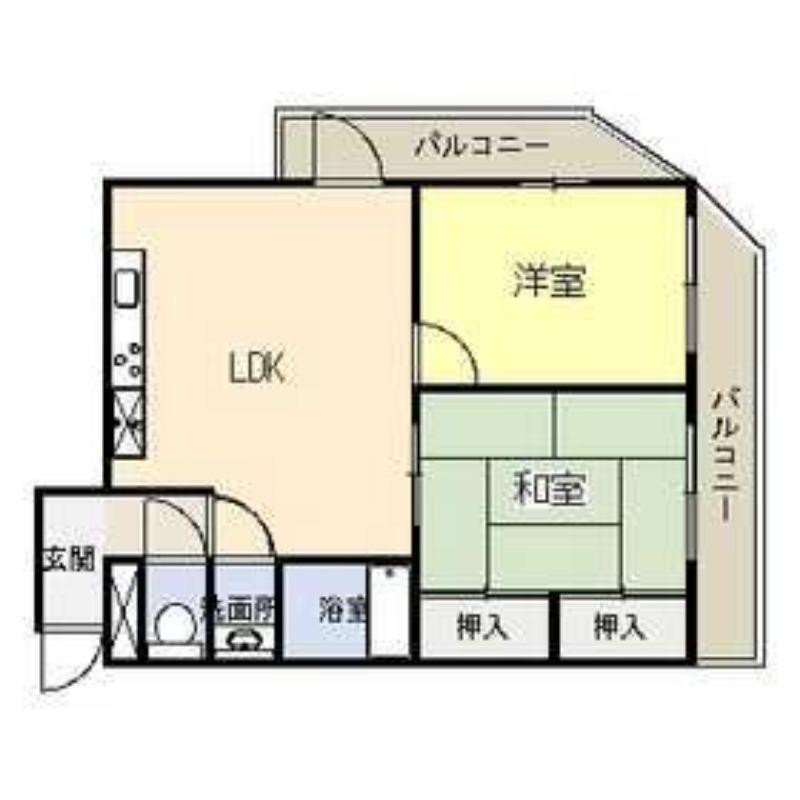 ルポゼ御勝山(2LDK/5階)の間取り写真