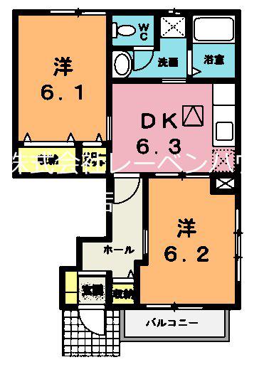 モントシャインII(2DK/1階)の間取り写真