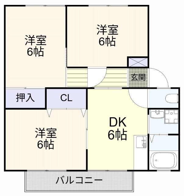 ウィンディア潤崎 B棟(3DK/2階)の間取り写真