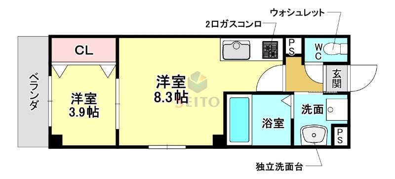 ARCA豊中曽根(1LDK/3階)の間取り写真