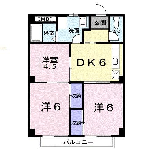 コーポYF(3DK/2階)の間取り写真