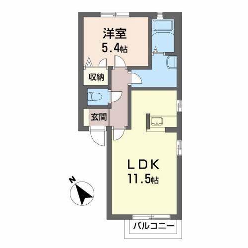 ピュアハイツ(1LDK/2階)の間取り写真