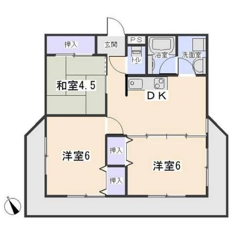 マンション チヨノ(3DK/3階)の間取り写真