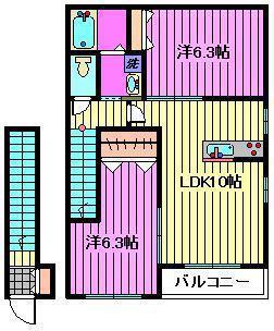 サンハイツ(2LDK/2階)の間取り写真