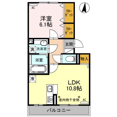 リヴェールマリーズ D(1LDK/1階)の間取り写真