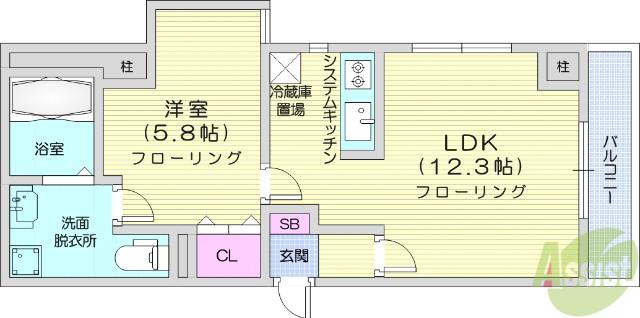 ベルレジデンス高砂(1LDK/4階)の間取り写真