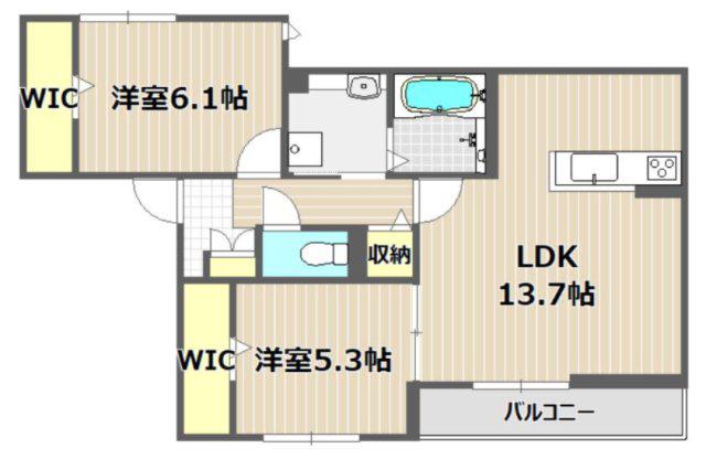 ヌォーヴァ ルーチェ(2LDK/3階)の間取り写真
