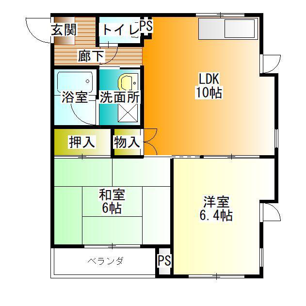 伊藤ビル(2LDK/3階)の間取り写真