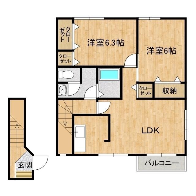 コジィ アラン(2LDK/2階)の間取り写真