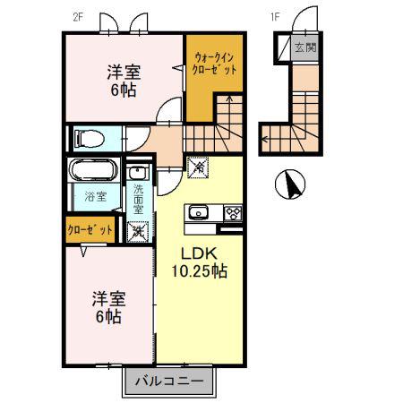 グラーノSK B棟(2LDK/2階)の間取り写真