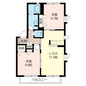 グランシャリオII(2LDK/2階)の間取り写真