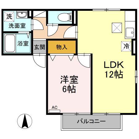 セジュール明神(1LDK/1階)の間取り写真