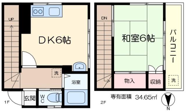 西水元5丁目メゾン(1DK/2階)の間取り写真