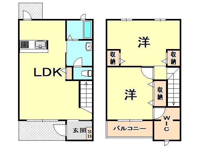 シャーメゾン北夙川 B棟(2LDK/1階)の間取り写真