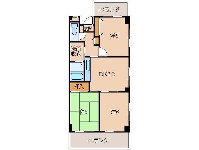 サンライフF(3DK/2階)の間取り写真