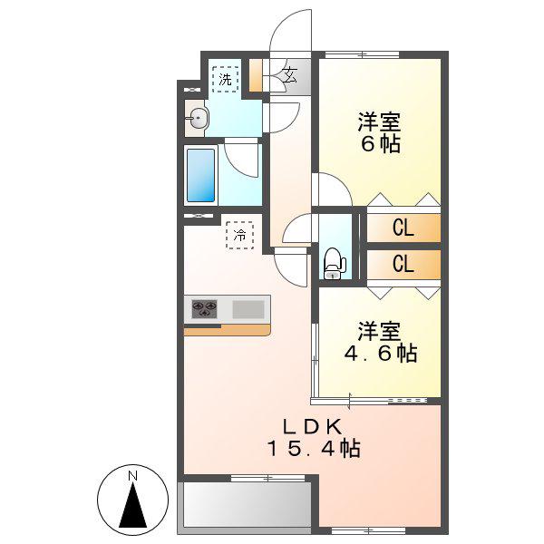エクスリブリス(2LDK/1階)の間取り写真