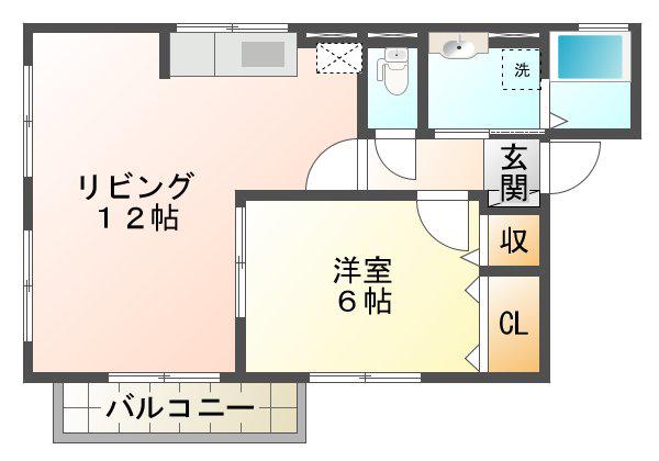 グリチネ(1LDK/2階)の間取り写真