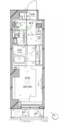 クレイシア世田谷野沢(1K/2階)の間取り写真