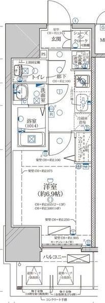 ディアレイシャス浅間町III(1K/13階)の間取り写真