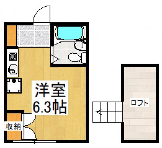 パストラル八坂A棟(ワンルーム/2階)の間取り写真