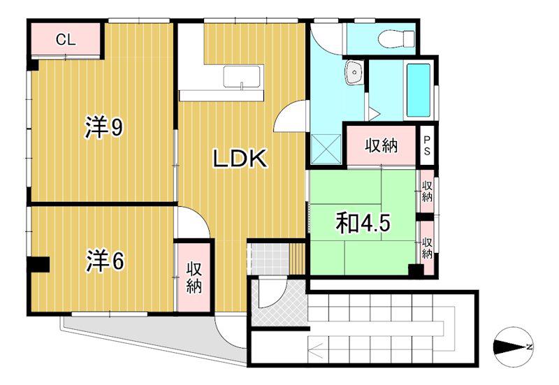 シャトー野村(3LDK/2階)の間取り写真
