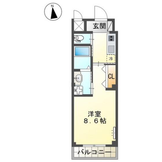 西条本町駅前マンション(1K/1階)の間取り写真