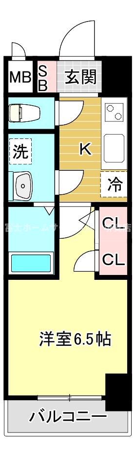 ES-GRANDE長居パークフロント(1K/8階)の間取り写真