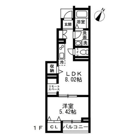 アイメゾン(1LDK/1階)の間取り写真