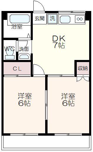 グリーンハイツ(2DK/3階)の間取り写真