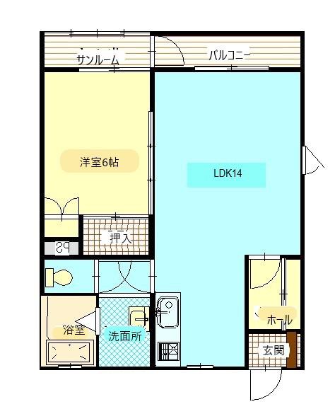 カルムフォーレ(1LDK/2階)の間取り写真
