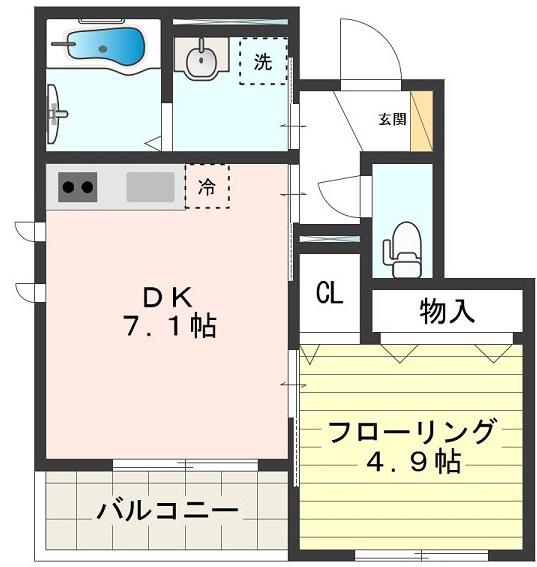 メゾンドゥモモ(1DK/3階)の間取り写真