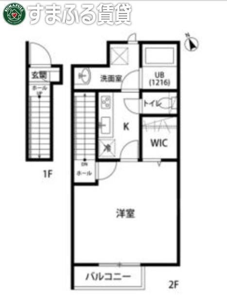 リーブル 行連(1K/2階)の間取り写真