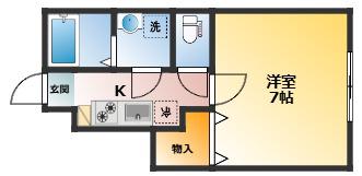 ラフィネ東小金井(1K/1階)の間取り写真