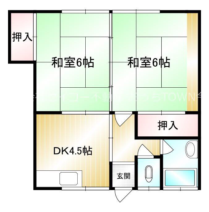 プリンシパル(2DK/2階)の間取り写真