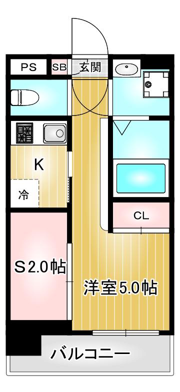 エステシア上前津(1SK/6階)の間取り写真